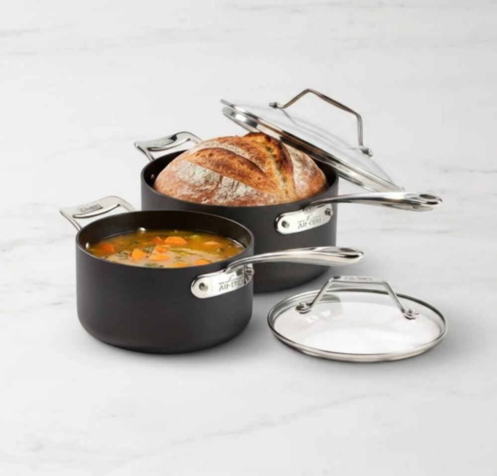 ALL-CLAD Essentials Nonstick Saucepans Set of 2 With Lids